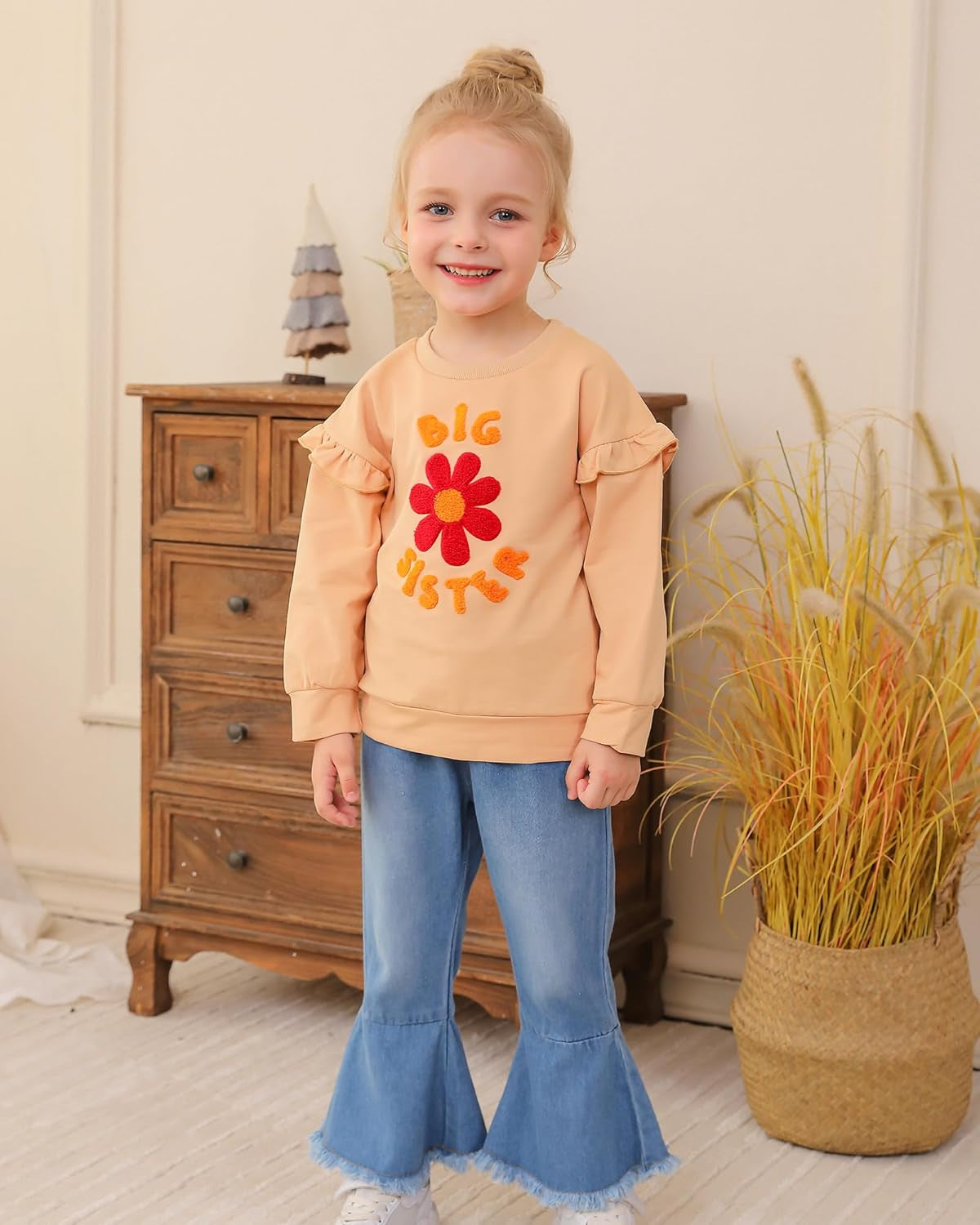 Toddler Girl Clothes Infant Outfits Ruffle T Shirt Ripped Jeans Clothing Little 6 12 18 Months 2 3 4 5 6 7T