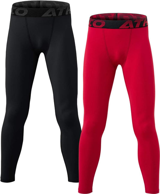 Boy'S UPF 50+ Compression Pants Baselayer, Cool Dry Active Running Tights, 4-Way Stretch Workout Leggings