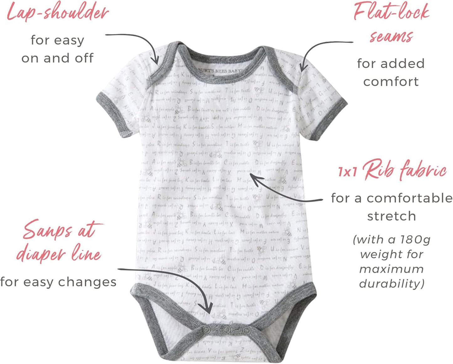 Unisex Organic Cotton Short and Long Sleeve Bodysuits, 5-Pack
