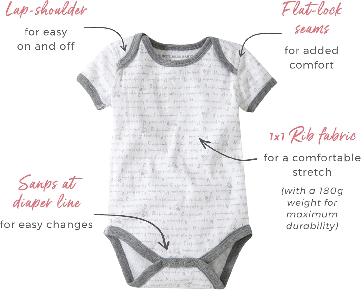 Unisex Organic Cotton Short and Long Sleeve Bodysuits, 5-Pack