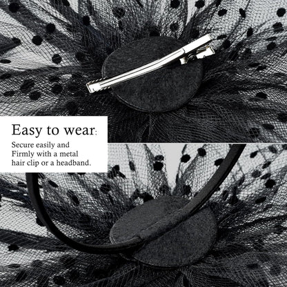 Fascinators Hats for Women Tea Party Hat Kentucky Derby Hat Wedding Headpiece Feather Mesh Hair Clip