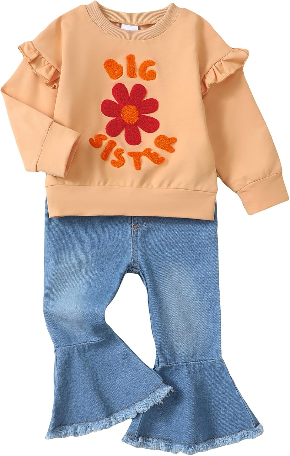 Toddler Girl Clothes Infant Outfits Ruffle T Shirt Ripped Jeans Clothing Little 6 12 18 Months 2 3 4 5 6 7T