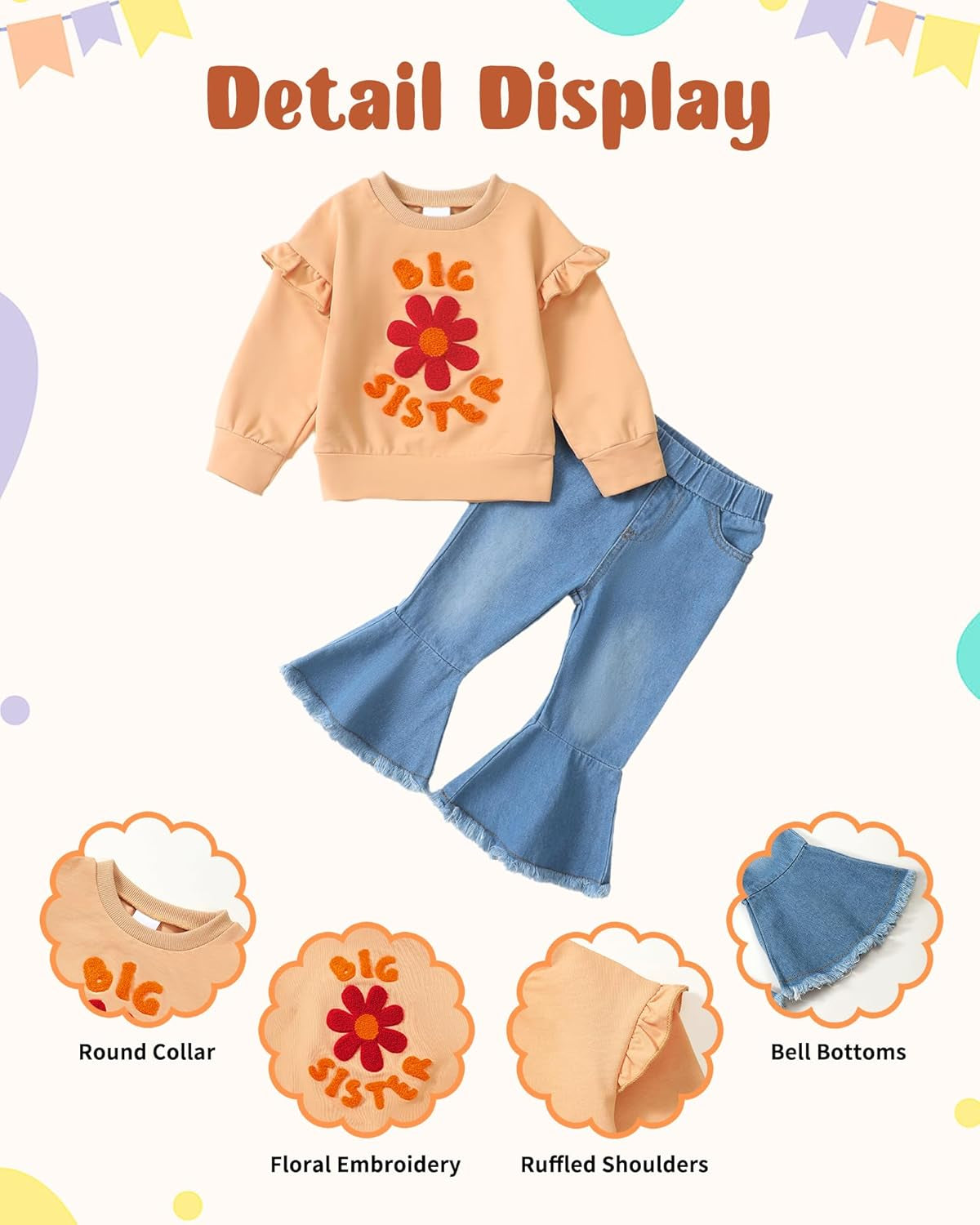 Toddler Girl Clothes Infant Outfits Ruffle T Shirt Ripped Jeans Clothing Little 6 12 18 Months 2 3 4 5 6 7T