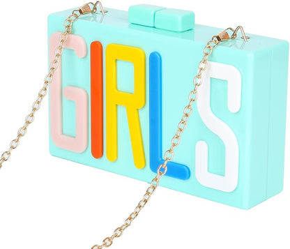 Women Evening Clutch Bag, Acrylic Square Box Shoulder Handbags for Wedding Party Tote Purse