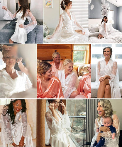 Women'S Satin Kimono Robe for Bridesmaid and Bride Wedding Party Getting Ready Short Robe