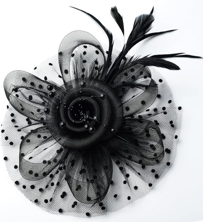 Fascinators Hats for Women Tea Party Hat Kentucky Derby Hat Wedding Headpiece Feather Mesh Hair Clip