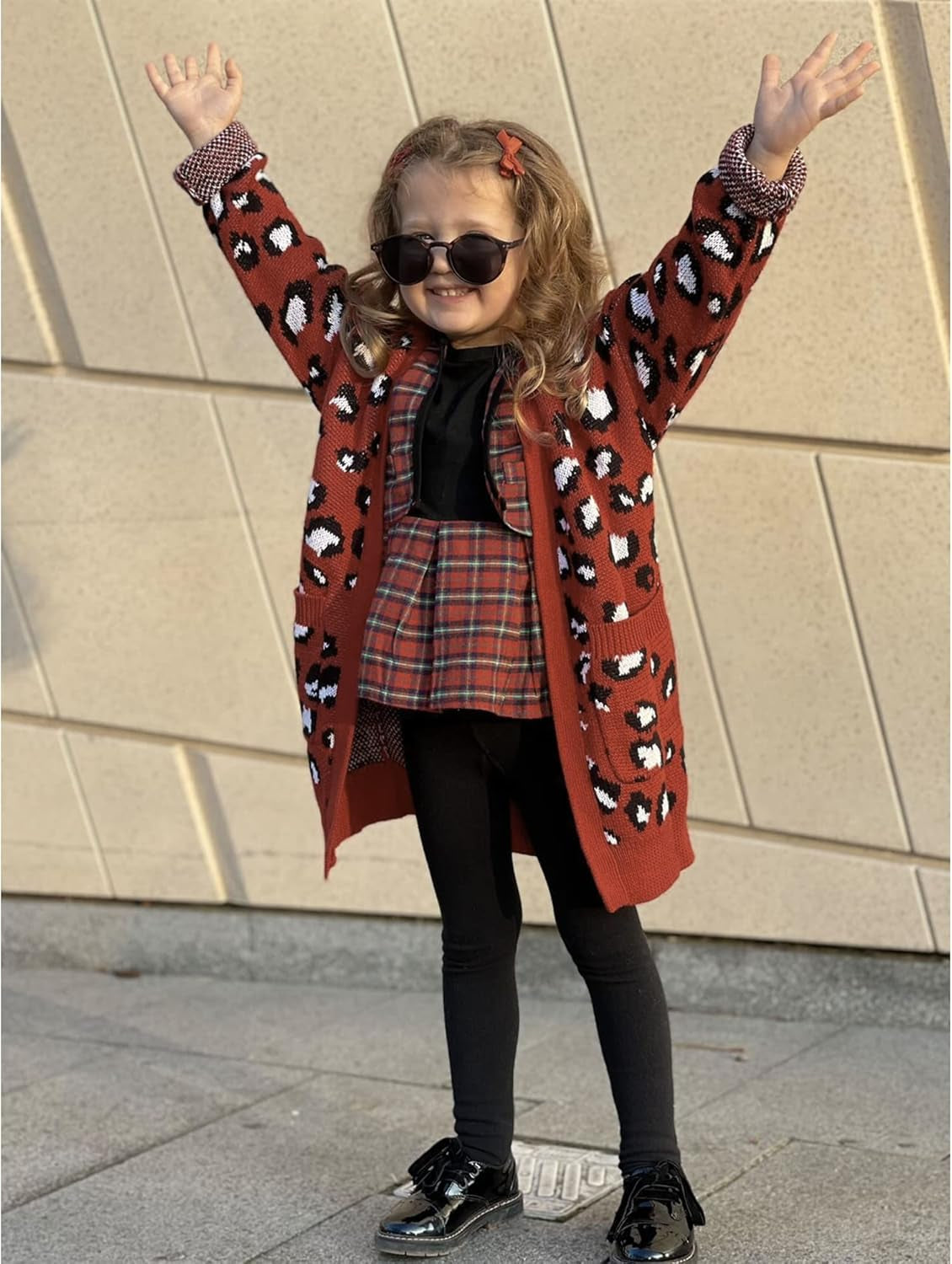Girl'S Casual Open Front Long Cardigan Sweaters with Pockets
