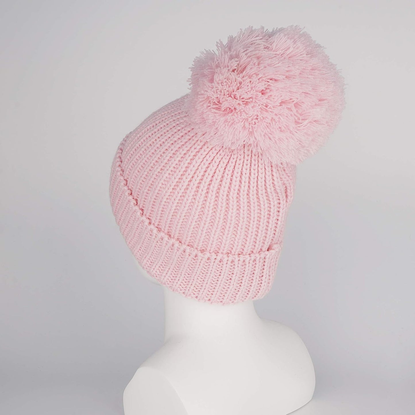 Winter Warm Knitted Baby Hats for Girls Pom Pom Kid Toddler Boys Beanies Cap with Fleece Lining