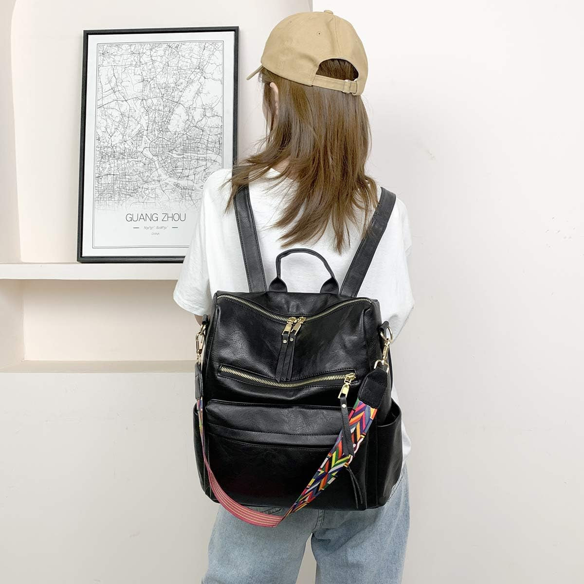 Women'S Fashion Backpack Purse Multipurpose Design Convertible Satchel Handbags Shoulder Bag Travel Bag