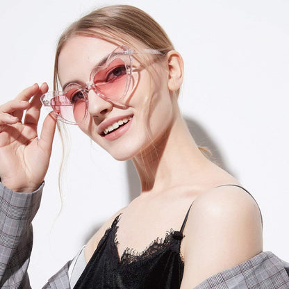 2 Pack Clout Heart Shaped Sunglasses Goggles Vintage Cat Eye Mod Style Retro Kurt Cobain Glasses (Glitter*2)