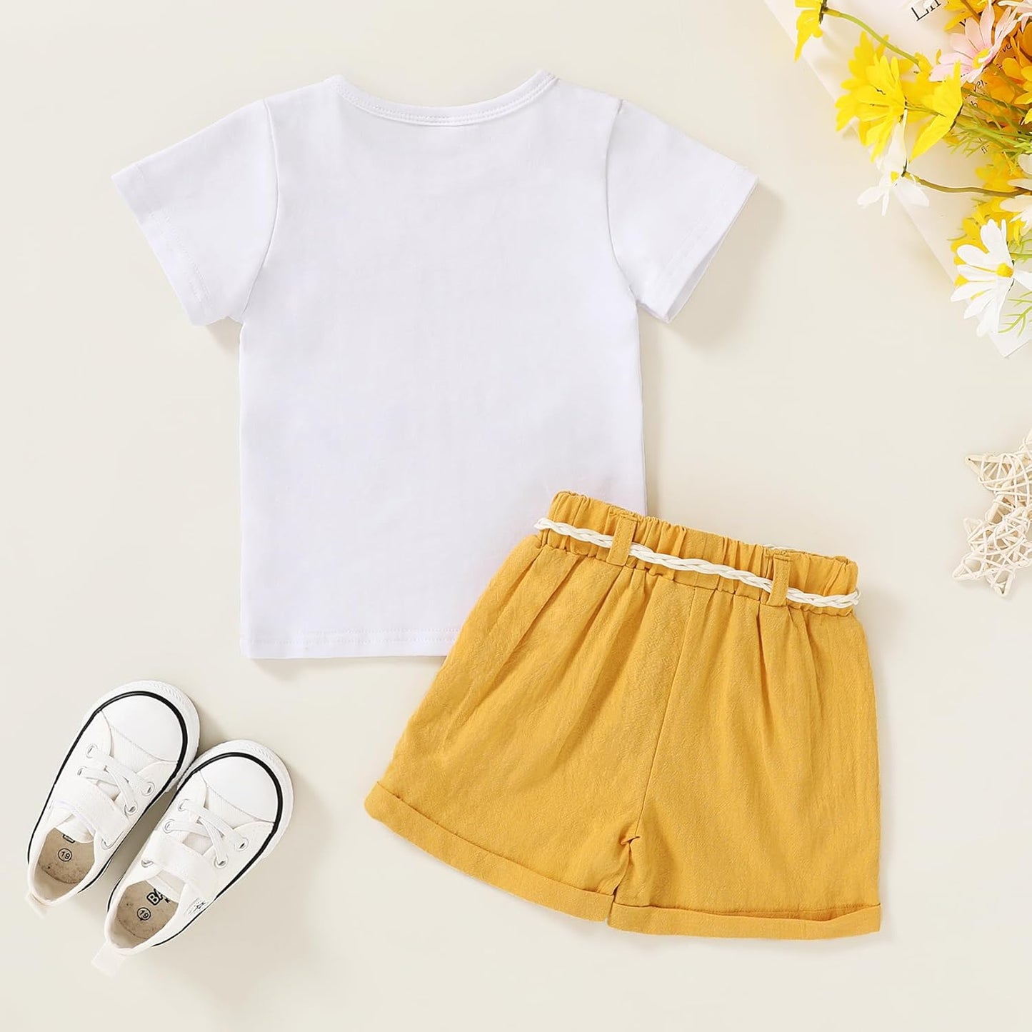 Toddler Baby Girls Clothes Watermelon T-Shirt + Linen Shorts with Belt Cute Summer Short Set