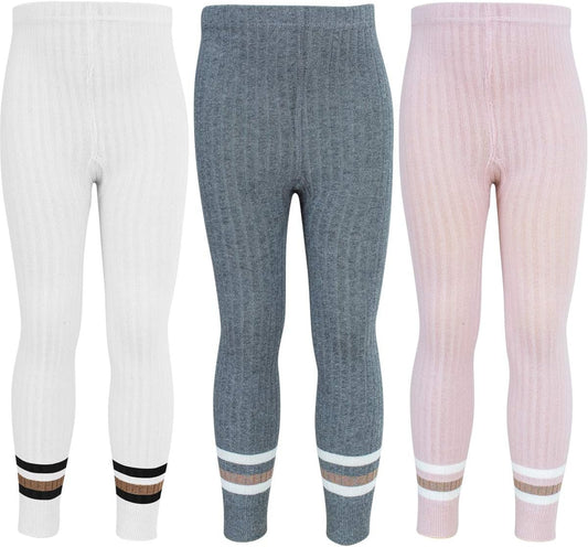 Little Baby Girls Ankle Length Knit Footless Tights Cable Knit Leggings